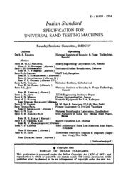 indian standard for universal testing machine|IS 11099: Universal sand testing machines : Bureau of .